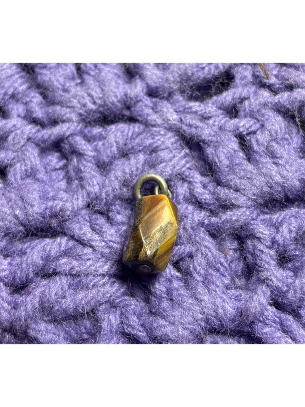 Vintage Faceted Tiger's Eye Stone Pendant 0.5 inch